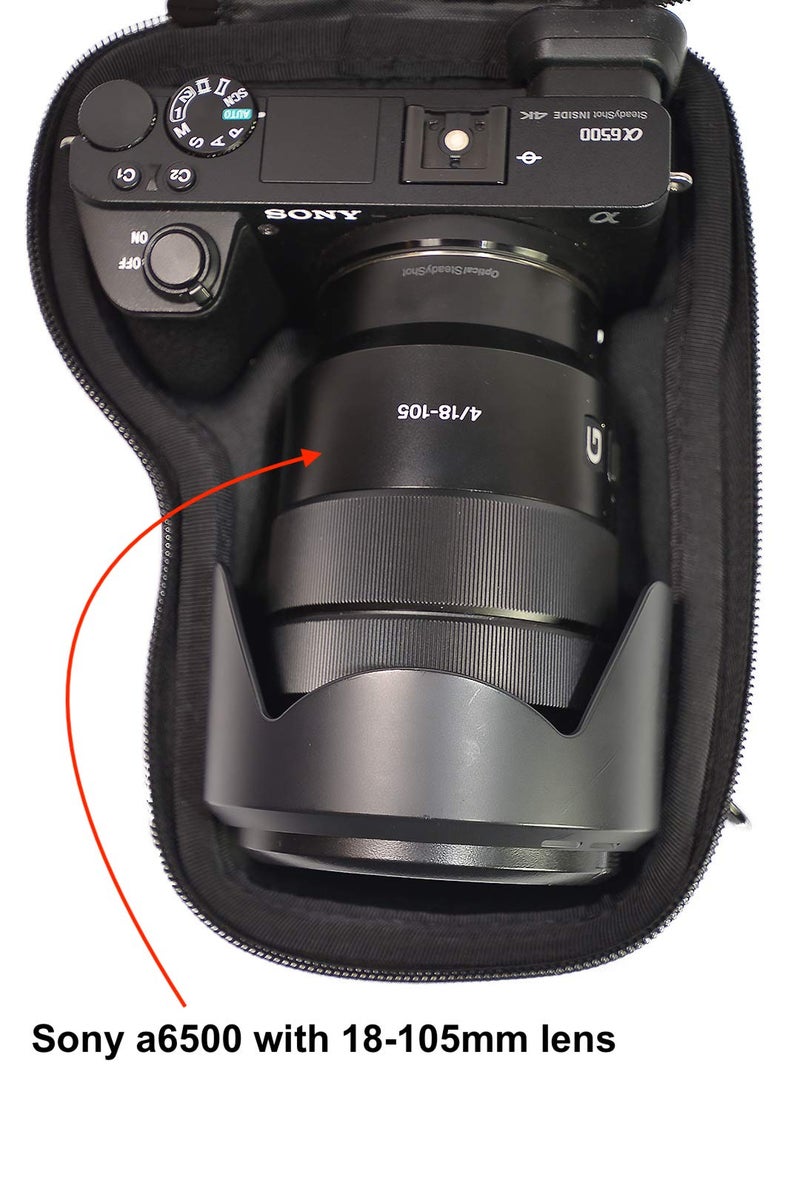 GoScope حافظة GOSCOPE ALPHA GO - حافظة صلبة مدمجة متوافقة مع كاميرات SONY ALPHA a5100، a6000، a6100، a6300، a6400، a6500، a6600، a7c، ZV-E10، جسم الكاميرا مع أحجام العدسات 10mm-105mm [تناسب الكاميرا والعدسة] - Image 4